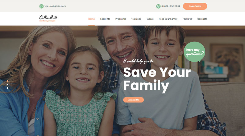 Die 5+ kreativsten Familien-Website-Vorlagen 5 Callie Britt WP Theme