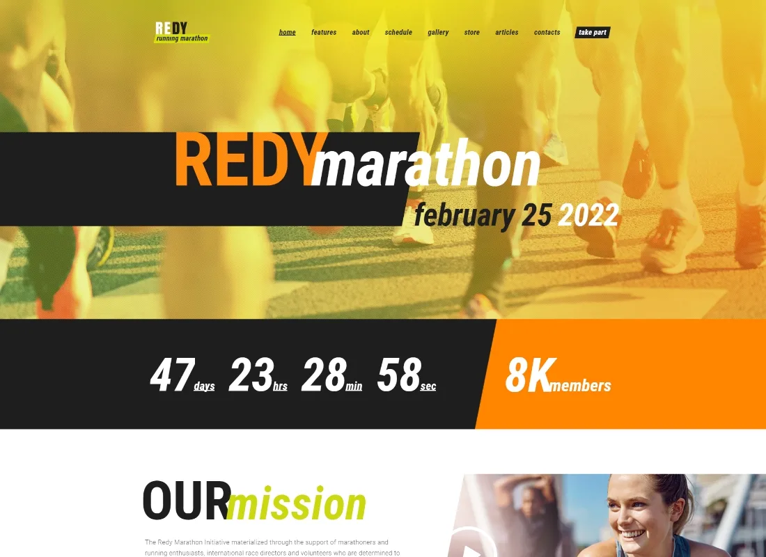 Redy | Motyw WordPress Maraton i bieganie sportowe