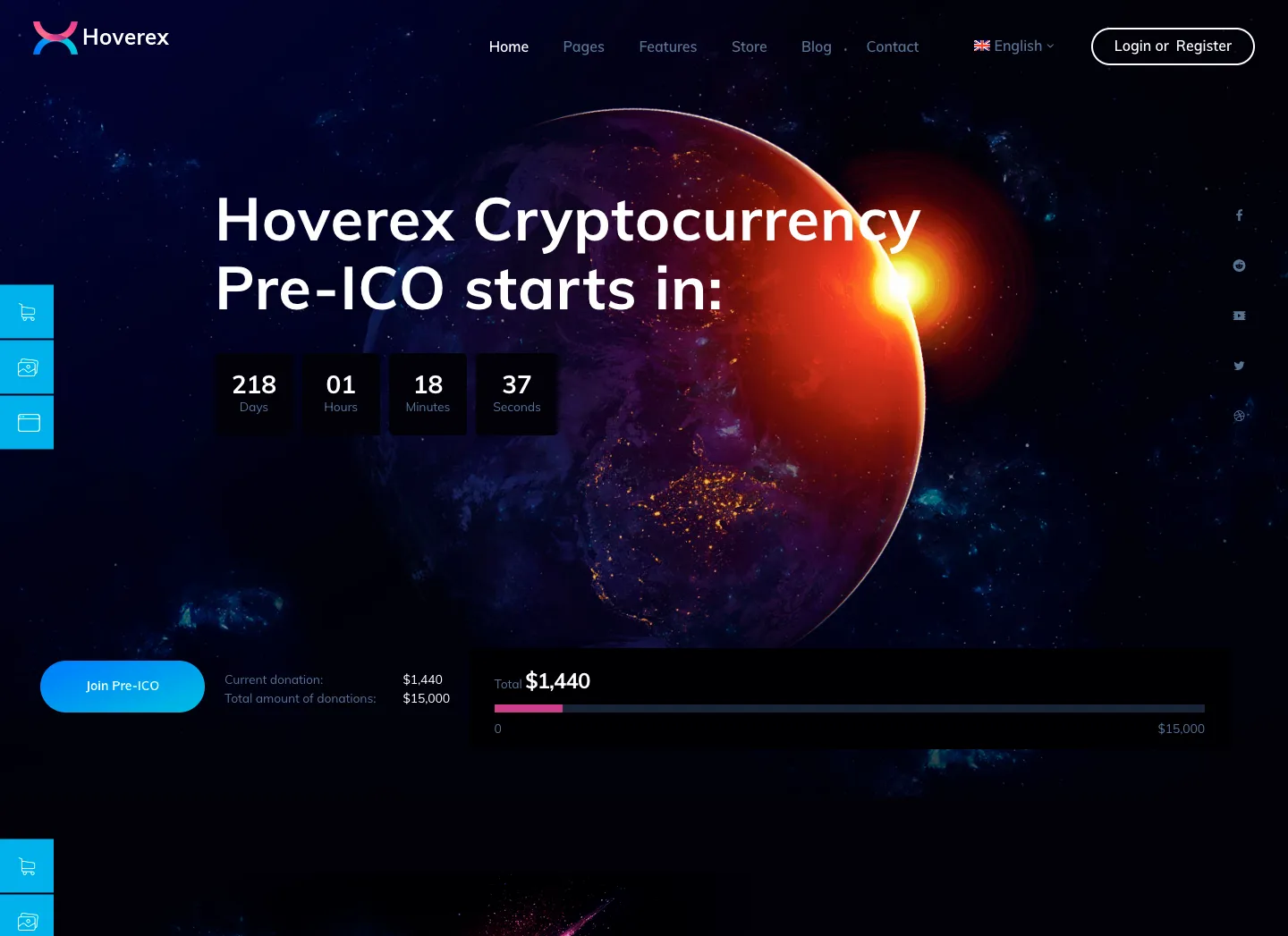 Hoverex | Motyw kryptowaluty, NFT i ICO WordPress + język hiszpański