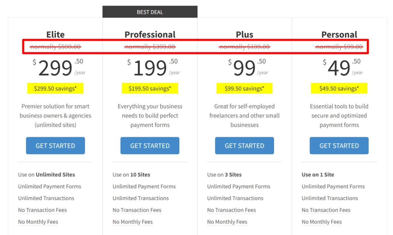 WP Simple Pay 定价与付款页面