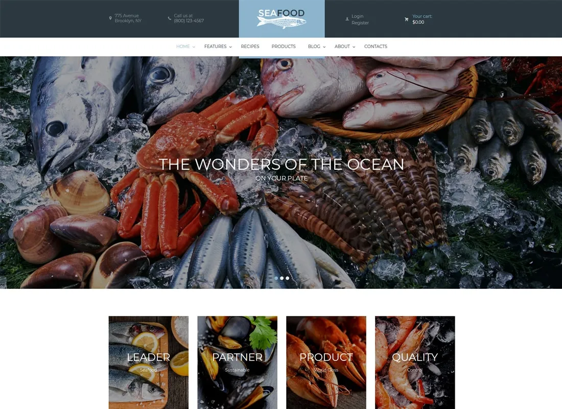 Tema WordPress Perusahaan Makanan Laut & Restoran Ikan
