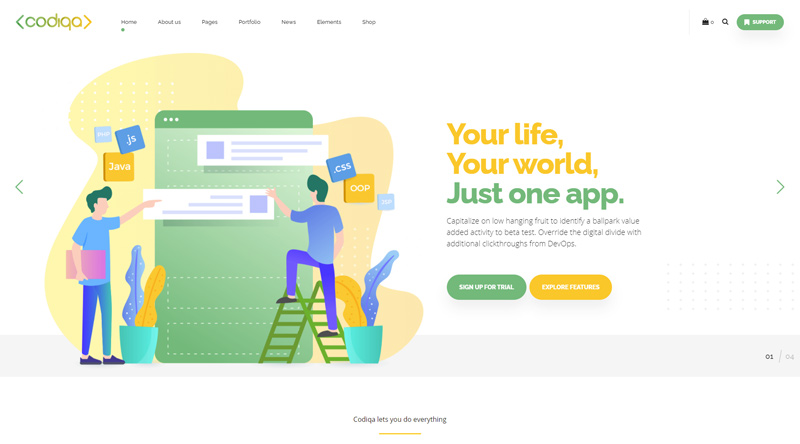 10 temas WordPress mais criativos para agência de publicidade 11 Codiqa WordPress Theme
