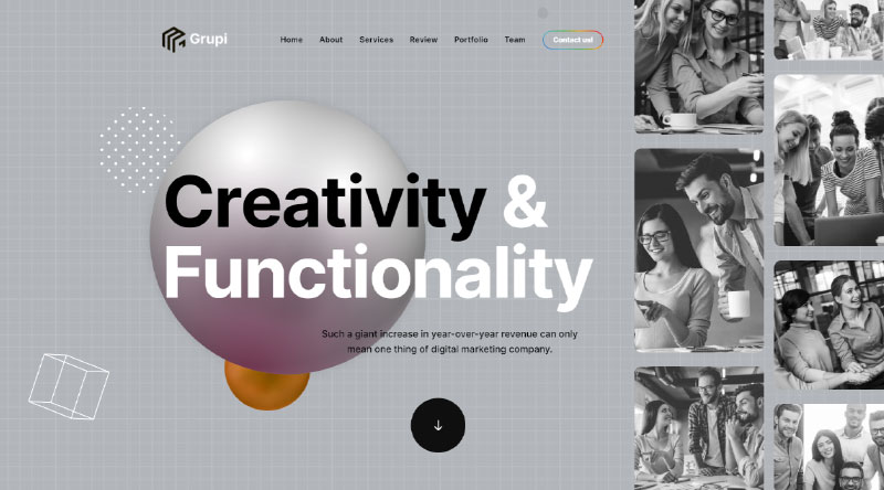 10 temas WordPress mais criativos para agência de publicidade 5 Grupi WordPress Theme