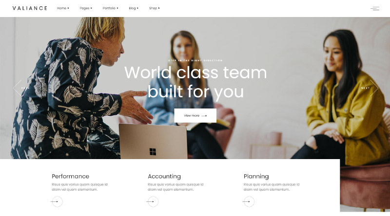 10 temas WordPress mais criativos para agência de publicidade 9 Valiance Consulting WordPress Theme