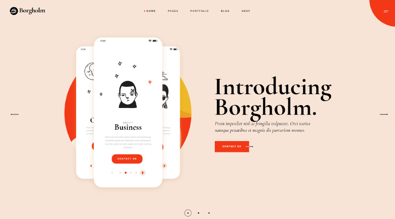 10 temas WordPress mais criativos para agência de publicidade 7 Borgholm Unique WordPress Theme
