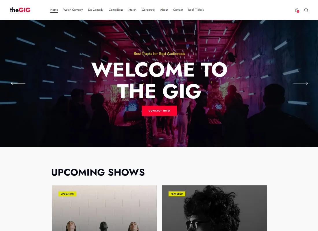 Koncert | Motyw WordPress z klubem na stojąco i nocnym barem