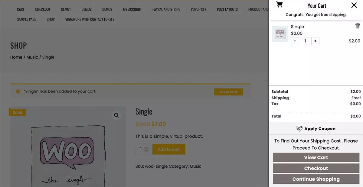 SideCart ، مكون إضافي مجاني لسلة التسوق من WooCommerce