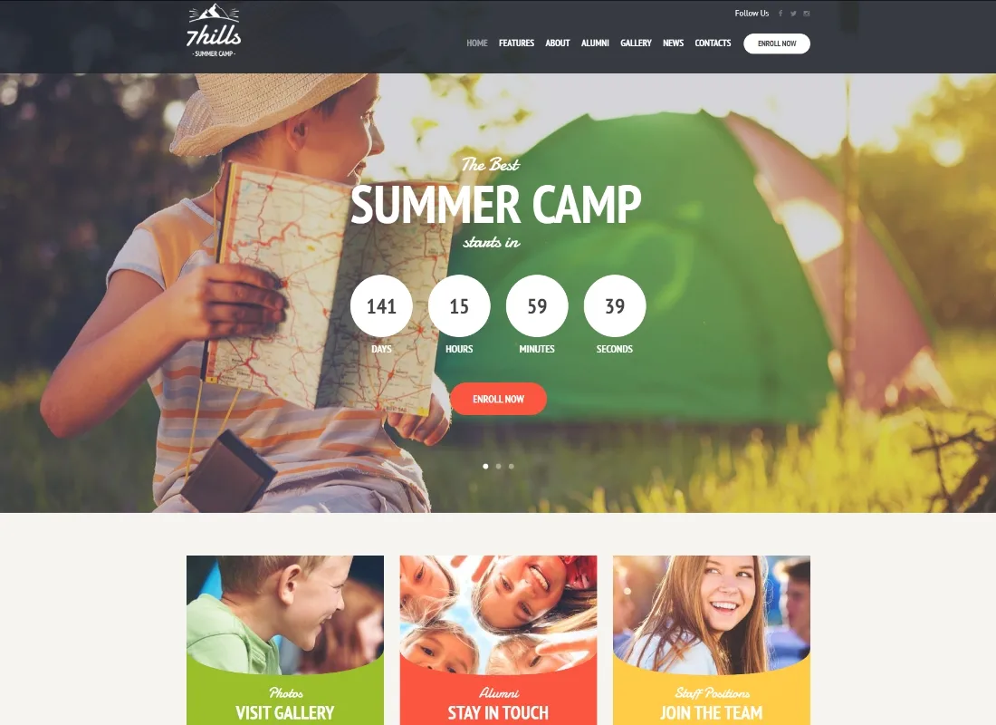 SevenHills | Tema WordPress Hiking Summer Camp Children