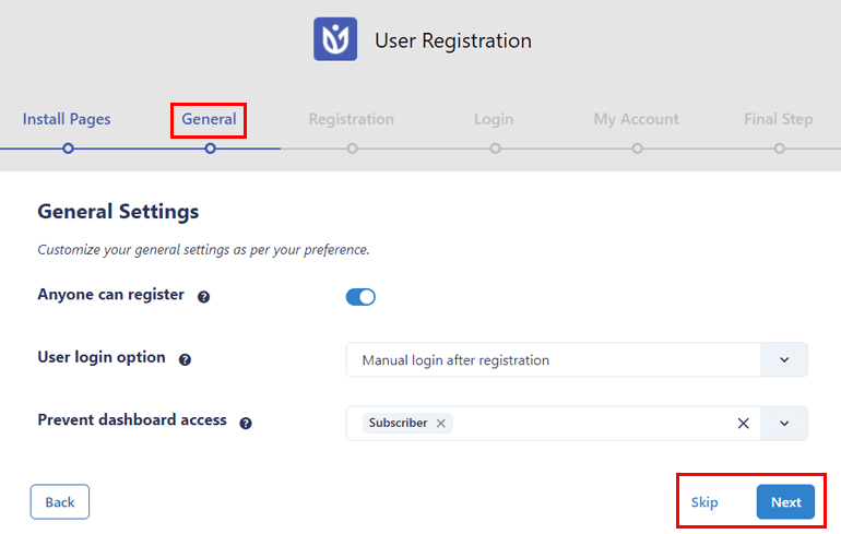 Options de configuration générales