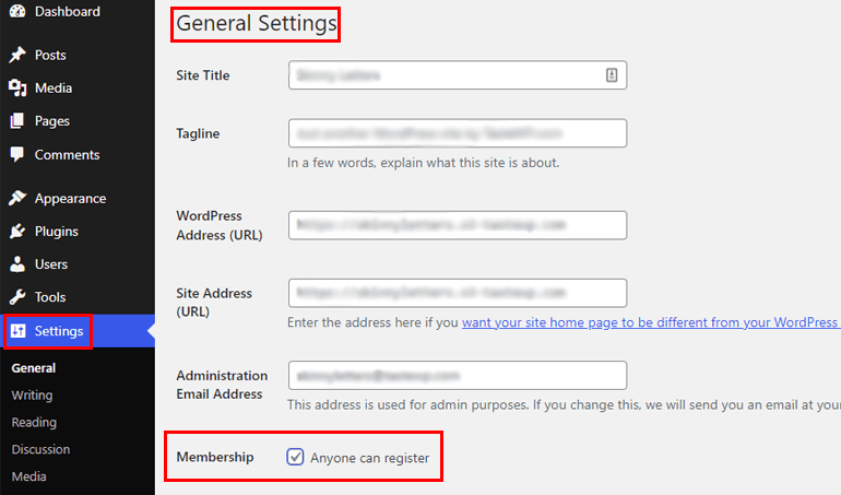 Activer l'enregistrement des utilisateurs WordPress