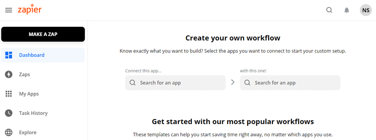 Pulpit nawigacyjny Zapier