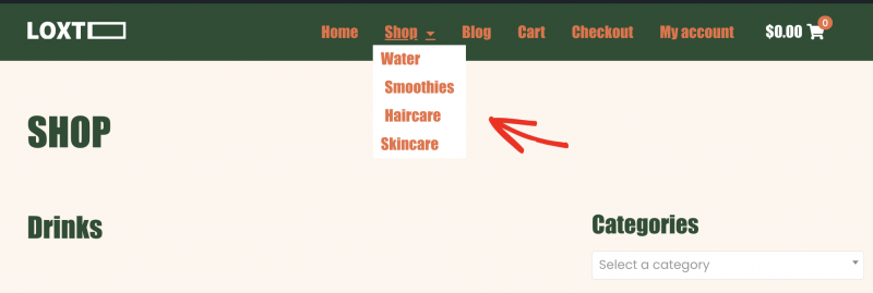 produktkategorien-im-menü-woocommerce - SeedProd Display product categories in woocommerce menu