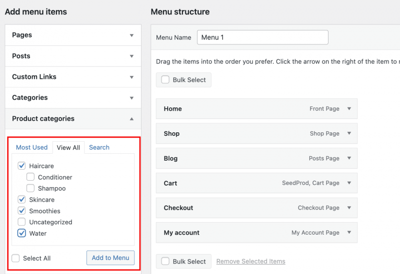 produktkategorien-zum-woocommerce-menü hinzufügen - SeedProd Add product categories to WooCommerce navigation menu