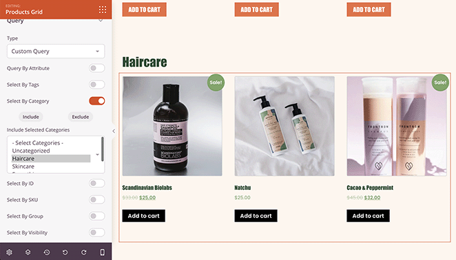 produktraster-nach-kategorie-woocommerce - SeedProd display product grid by category on woocommerce shop page