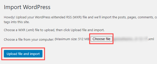 选择文件并导入 - SeedProd upload file and import WordPress content