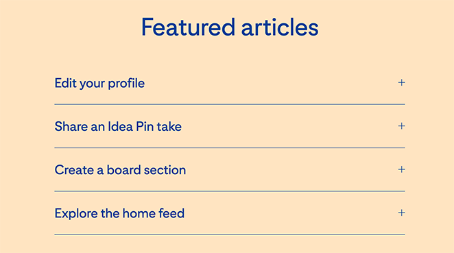 пинтерет-избранные-статьи-аккордеон - SeedProd Pinterest featured articles accordion