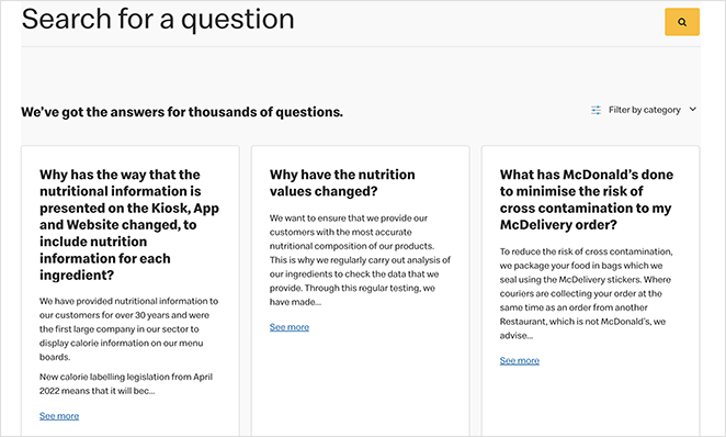 mcdonalds-faq-page-example — SeedProd Mcdonalds faq page examples