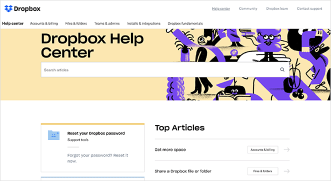 dropbox-faq-page-example — SeedProd Dropbox faq page example