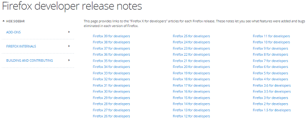 Versionshinweise für Firefox-Entwickler