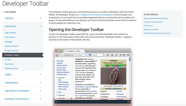 Firefox-Entwicklersymbolleiste