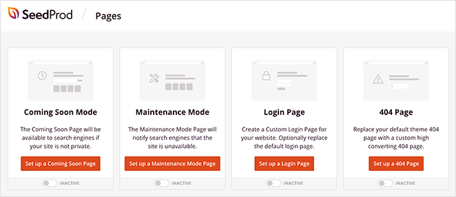 登陸頁面模式 - SeedProd SeedProd landing page modes
