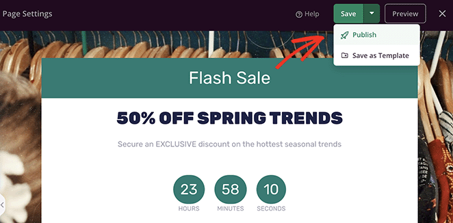 發布登陸頁面與倒計時 - SeedProd Publish landing page with countdown timer