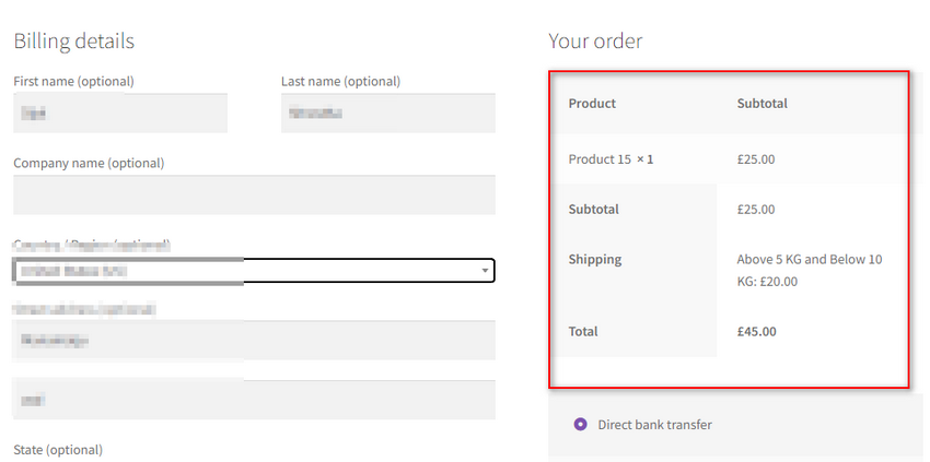 adicionar frete baseado em peso - demonstração programática