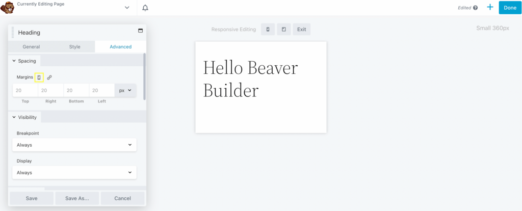 Widok smartfona Beaver Builder na smartfona