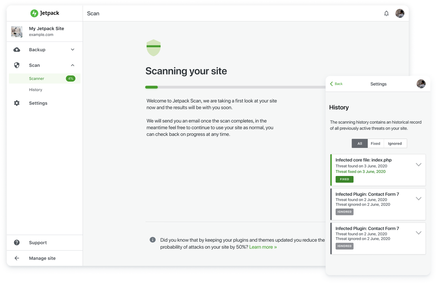 pemindaian malware di situs WordPress