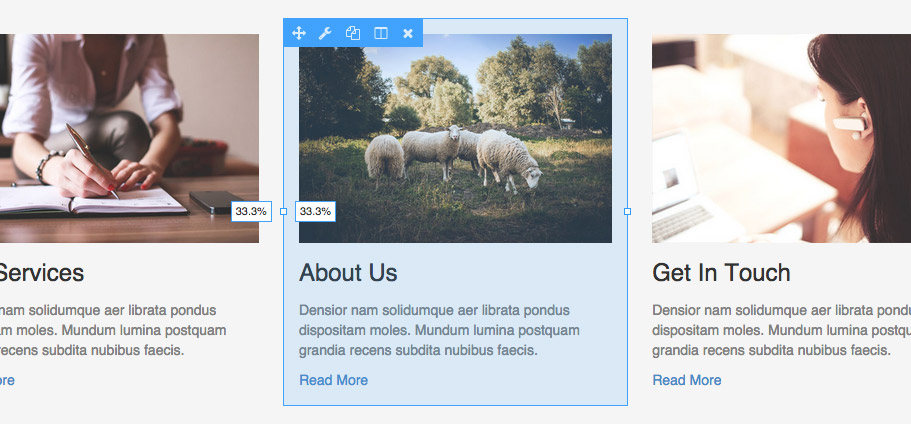 Beaver Builder ile bir sütunu yeniden boyutlandırma görüntüsü.
