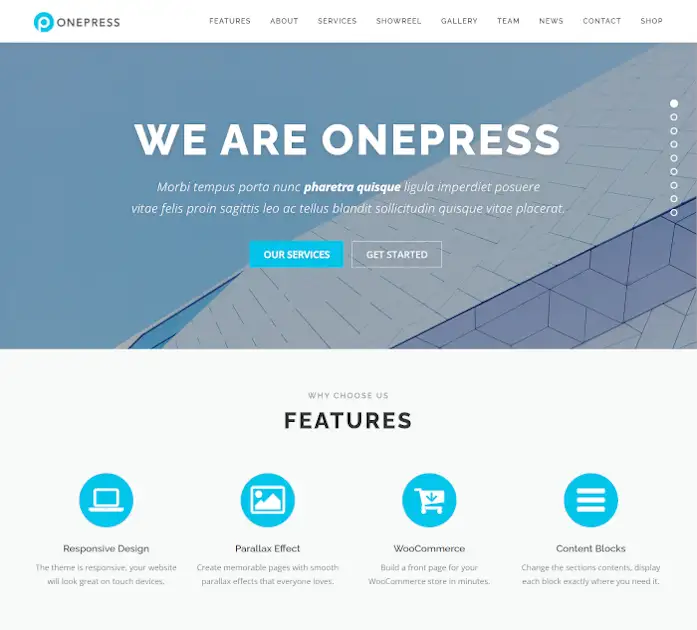 最高のシンプルなWordPressテーマ:OnePress