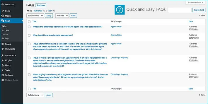 Domande frequenti facili e veloci Plugin WordPress