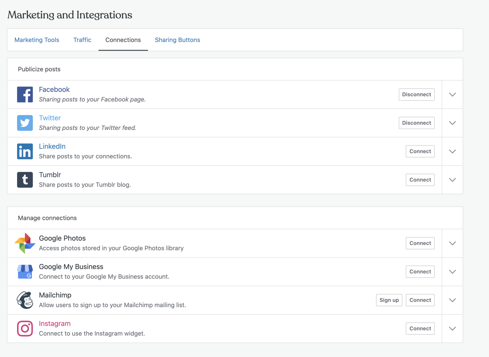 Social-Media-Integrationseinstellungen mit Jetpack