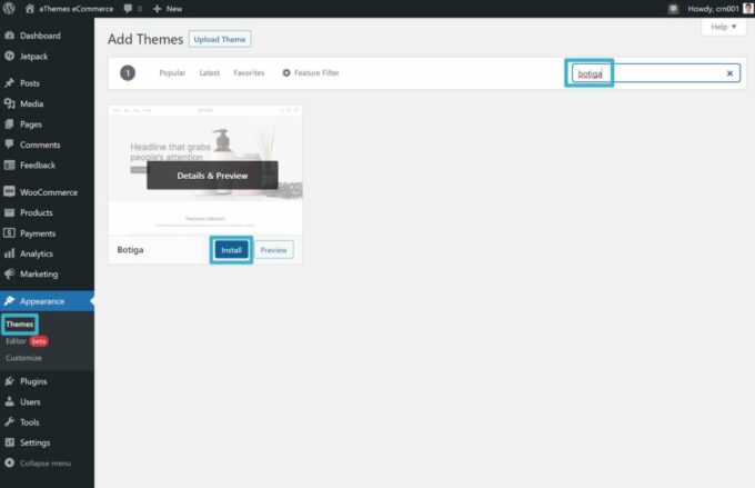 如何在您的 WordPress 电子商务商店中安装 Botiga 主题