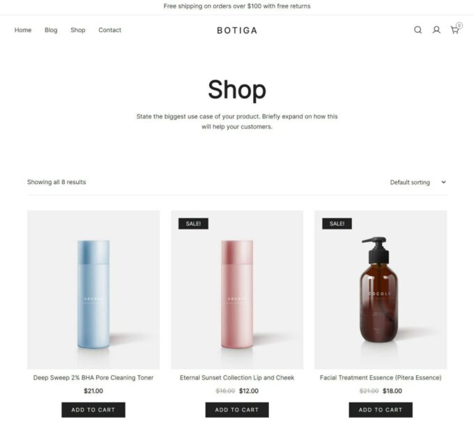 WordPress 电子商务商店的示例