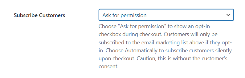 mailoptin pedir configuração de permissão