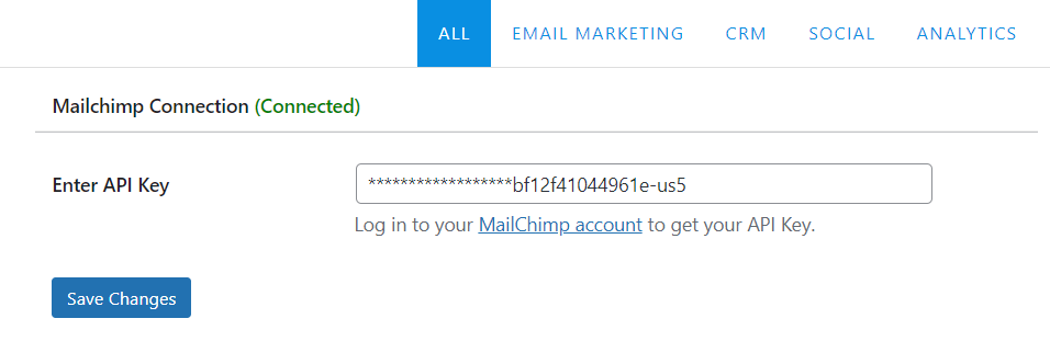 conectando mailoptin com mailchimp