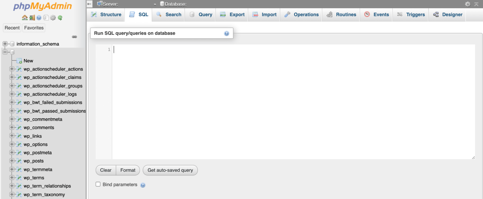 เรียกใช้แบบสอบถาม SQL ใน phpMyAdmin
