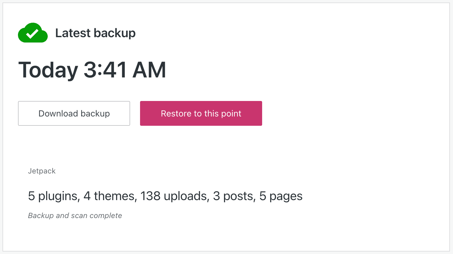 การคืนค่าการสำรองข้อมูลไซต์ด้วย Jetpack