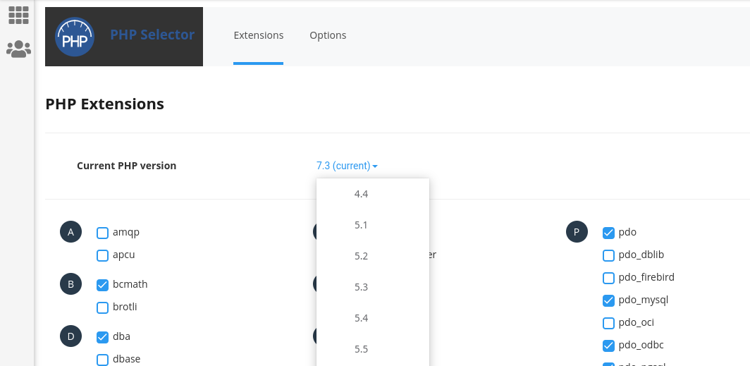 modifica della versione PHP in cpanel