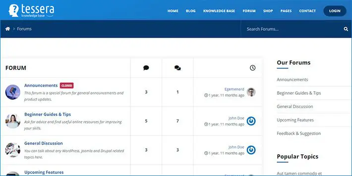 Tessera WordPress 포럼 플러그인