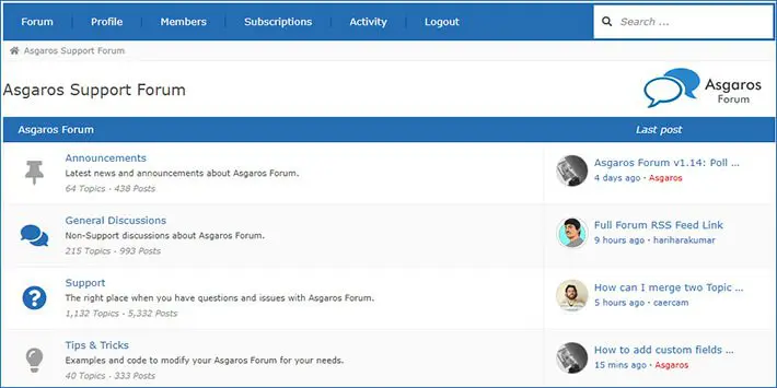 Asgaros 포럼 WordPress 포럼 플러그인