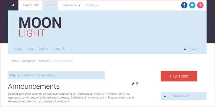 MoonLight WordPress 포럼 플러그인