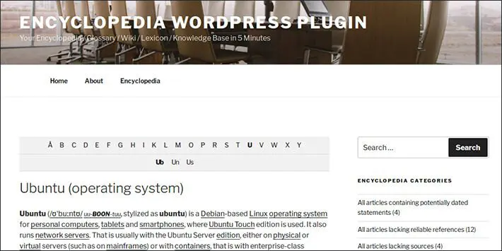 สารานุกรมอภิธานศัพท์ Wiki ฐานความรู้ WordPress Plugin
