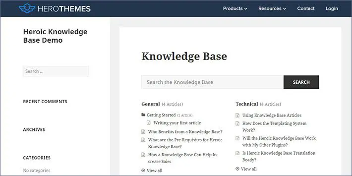 ปลั๊กอิน WordPress ฐานความรู้ Heroic KB Plugin