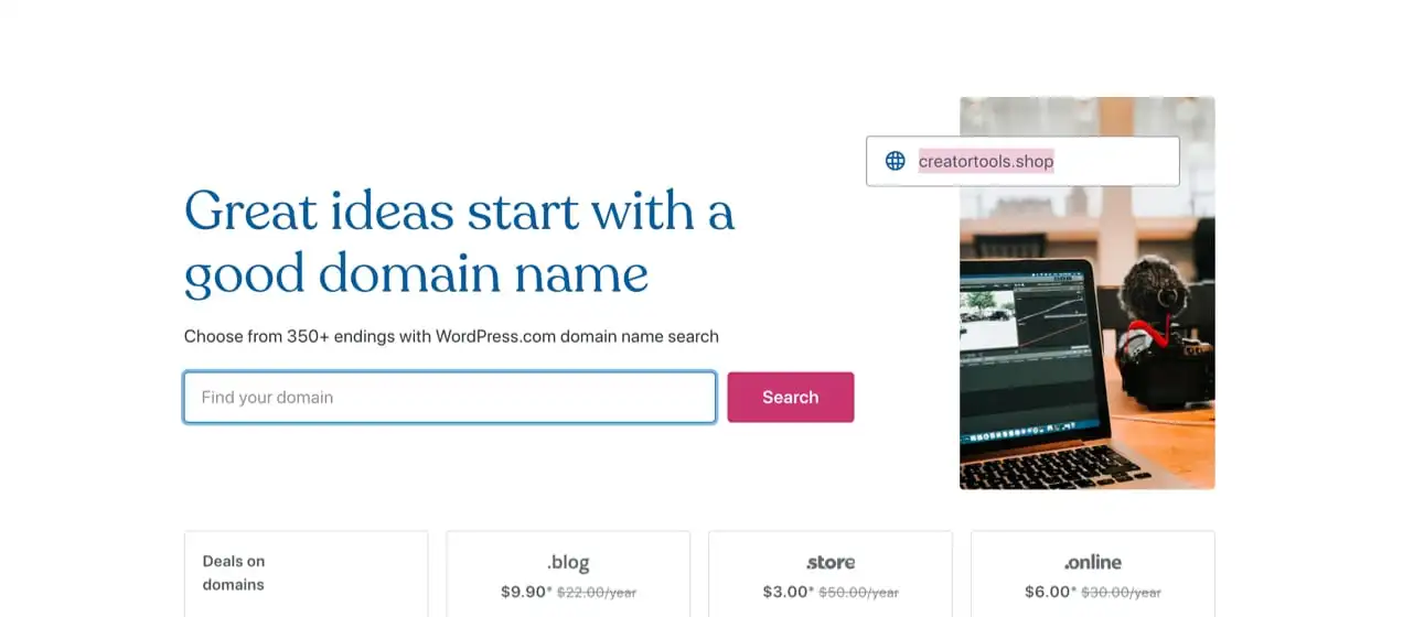 найти доменное имя с WordPress.com