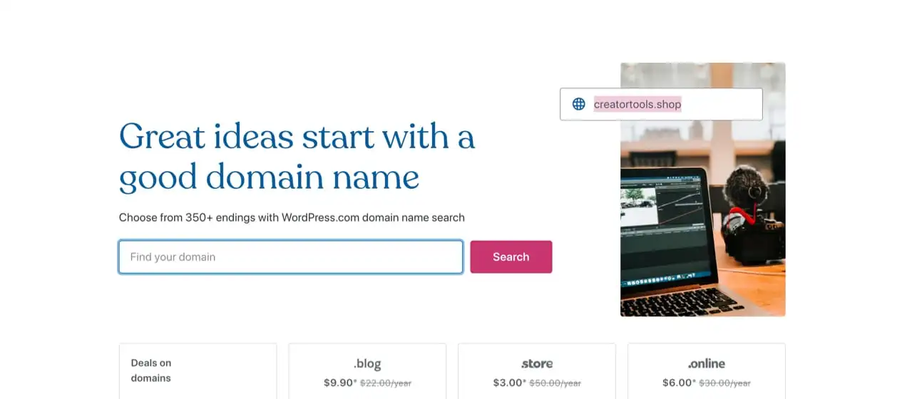 găsirea unui nume de domeniu cu WordPress.com