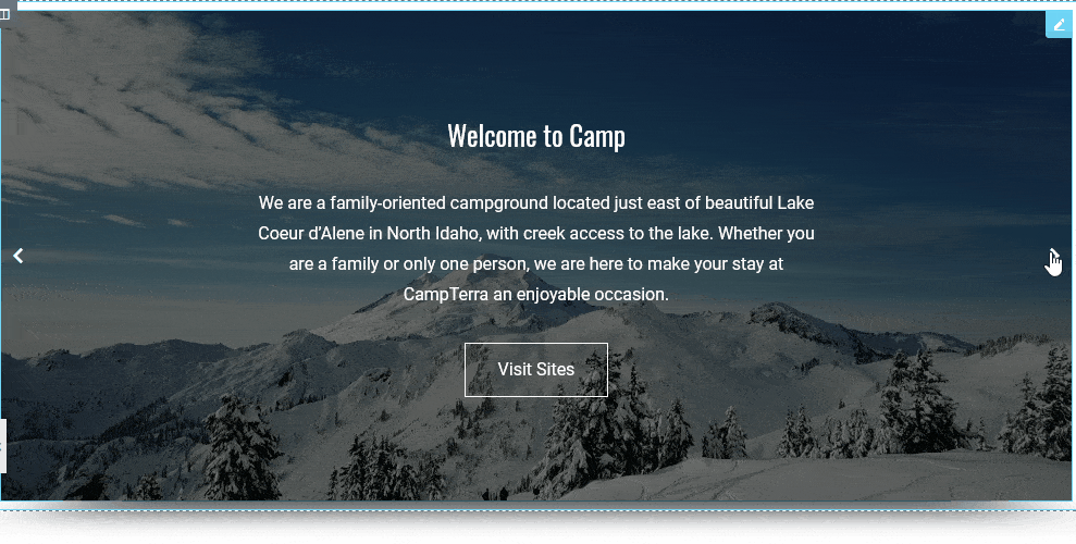 Widget Slider de la page de destination des ventes