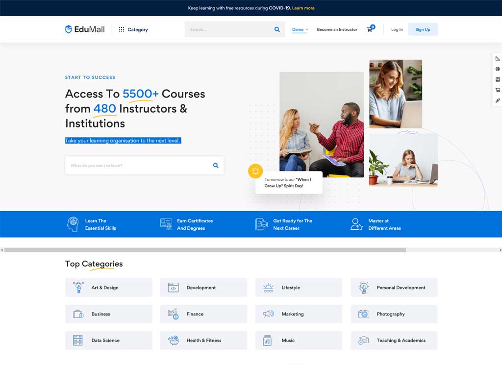 modèles d'éducation wordpress