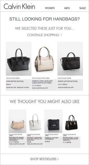 E-mails de suggestions de produits recommandés